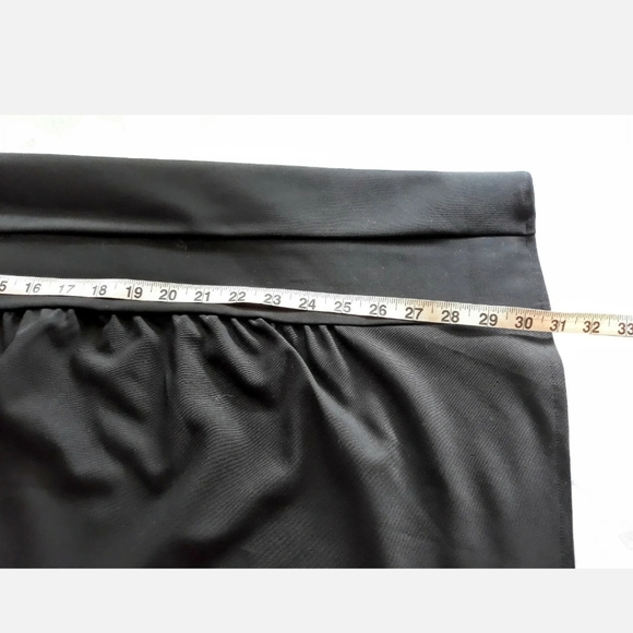 EUC Babette Small Black Midi Skirt Wool Blend Ruched Insert Pullon Elastic Waist - Picture 8 of 9
